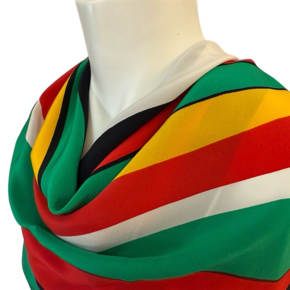 Tulip 100% Silk Scarf – Bold Abstract Stripes – Hand Rolled Hem - Picture 5 of 9